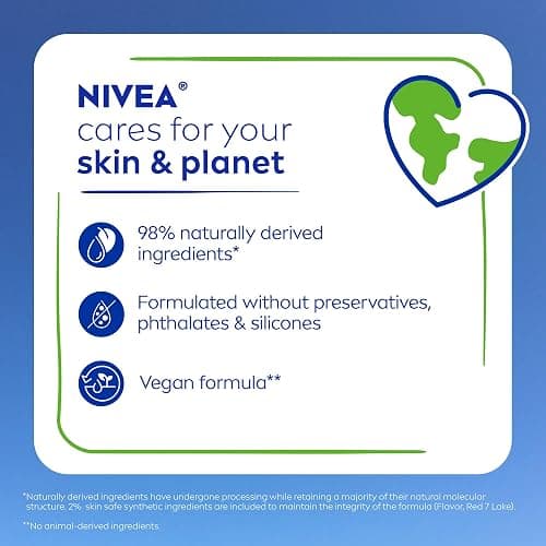 NIVEA Cherry Lip Care, Tinted Lip Balms with Shea Butter, 4 x 0.17 OZ | Ruby Tinted Lip Balm with Shea Butter, Nourishing Oils and Vitamins, 3-in-1 Moisture, Repair Dry Lips and Color, Vegan thumbnail 12