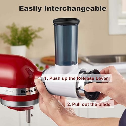 Slicer Shredder Attachment for KitchenAid Stand Mixer, Cheese Grater Attachment for KitchenAid Stand Mixer, Food Processor with 3 Blades by HOZODO thumbnail 6