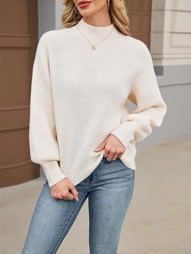 Libsorge Womens Oversized Cute Checkered Sweater Fall 2025 Trendy Preppy Chunky Knit Mock Neck Long Sleeve Pullover Sweaters thumbnail 2