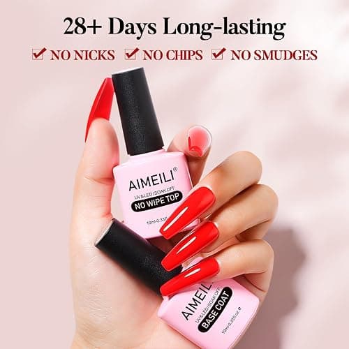 AIMEILI Base Coat Top Coat UV LED Gel Nagellack Gellack Unterlack & Überlack Set Nägel Maniküre Kit 2×10ml thumbnail 6
