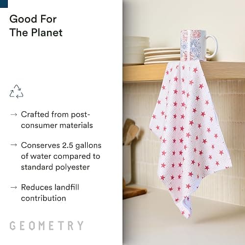 GEOMETRY Tea Towels – Patriotic Collection – Quick-Dry, Ultra-Absorbent, Reusable Microfiber Kitchen Towels for Drying & Cleaning - Old Glory - 2 Pack thumbnail 4