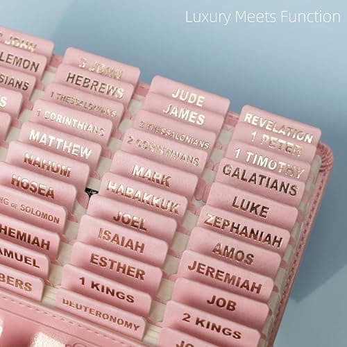 UPAFEXXI-Leather Bible Tabs, Bible Tabs for Women and Men(Gold Foil Lettering) Large Print Stickers, Easy to Read and Apply, 80 Chapters Labels for Easy Navigation(Pink) thumbnail 4