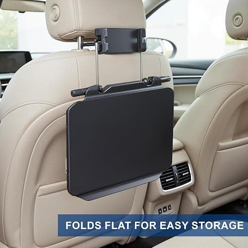 2-in-1 Car Steering Wheel Tray & Back Seat Table with Phone Holder – Height Adjustable Steering Wheel laptop desk, Food Tray , Writing Desk & Car Eating Tray - Car desk fit up to 15" Steering Wheel thumbnail 6