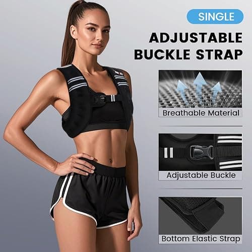 TB3C Weighted Vest Woman - 5lb/6lb/8lb/12lb/16lb/20lb/25lb/30lb Womens Weight Vest for Walking, Strength Training Weight Vests for Men, Reflective Stripe Fitness Vest for Workout Running Jogging thumbnail 3