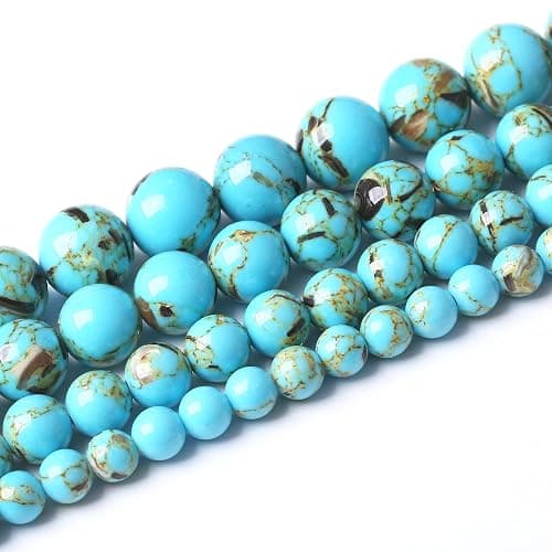 4MM Blue Shell Turquoises Round Loose Beads Natural Gem Beads Crystal Energy Stone Beads for Jewelry Making DIY Bracelet Necklace - Image 1