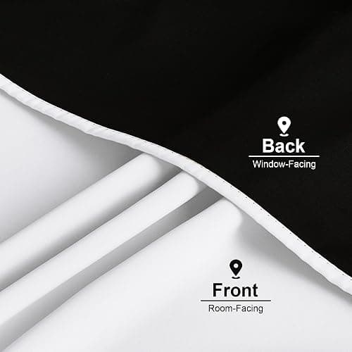 NICETOWN 100% Blackout Curtain Panels, Rod Pocket Window Curtains with Black Liner for Nursery, 84 inches Drop Cold and Full Light Blocking Draperies (White, 2 Pieces, 52 inches Wide Each Panel) - 52"W x 84"L (Pack of 2) - Pure White thumbnail 4