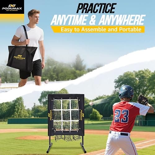 PodiuMax Baseball Pitching Net, 9 Hole Pitching Net with Strike Zone, 5 Adjustable Heights Baseball Throwing Net for All Ages, Heavey Duty Solo Trainer with Carry Bag for Backyard Practice thumbnail 7