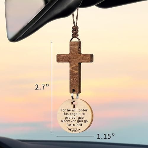 Cross for Car Mirror Hanging Christian Gifts for Men, Women, Bible Study - Scan Phone for Daily Bible Verse Car Rearview Decor Accessories, Jesus Xmas Ornament Easter Religious Gift thumbnail 2