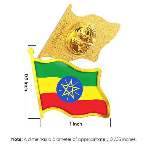 Ethiopia Flag Lapel Pin - Enamel Metal National Badge | World Travel Souvenir Gifts for Men & Women | Country Flag Patriotic Brooch Bulk Pack of Pins for Hat, Tie, Clothes, Backpack (1pc) thumbnail 2