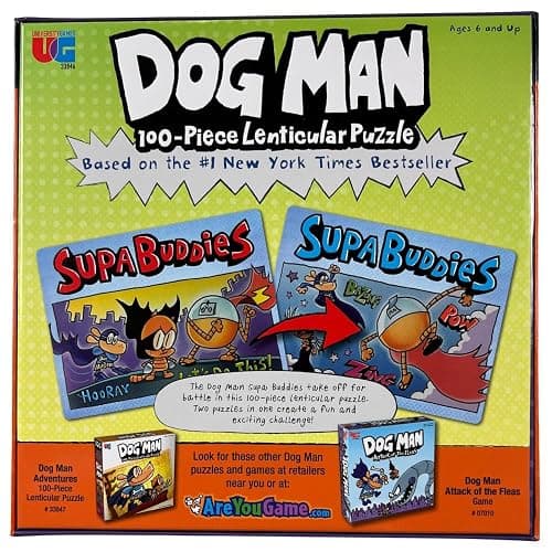 University Games 33846 Dog Man Supa Buddies 100 Piece Lenticular Jigsaw Puzzle, Multi-Colored, One Size thumbnail 4