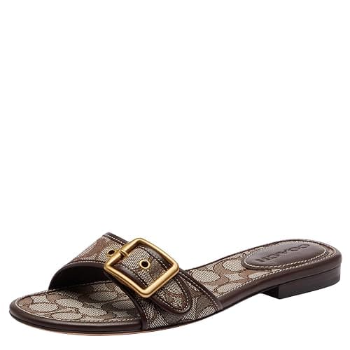 COACH Women's Margot Leather Flat Sandals - Image 1