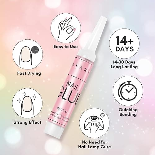 Makartt Super Strong Nail Glue for Acrylic Nails Press On Nails Professional Nail Adhesive Bond Nail Tips Glue for Stick On Nails Long Lasting Nail Glue for Fake Nails Broken Nails Repair 0.07oz 40Pcs thumbnail 4