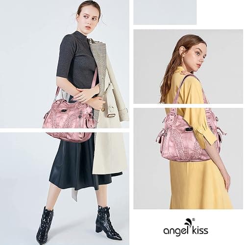 Purses and Handbags Women Fashion Tote Bag Shoulder Bags Top Handle Satchel Purses Washed Synthetic Leather Handbag thumbnail 3