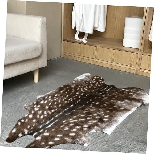 Artibetter Faux Deer Hide Rug: 110x90cm Plum Deer Area Rug – Non-slip Washable Animal Print Carpet for Bedroom, Living Room & Study thumbnail 6