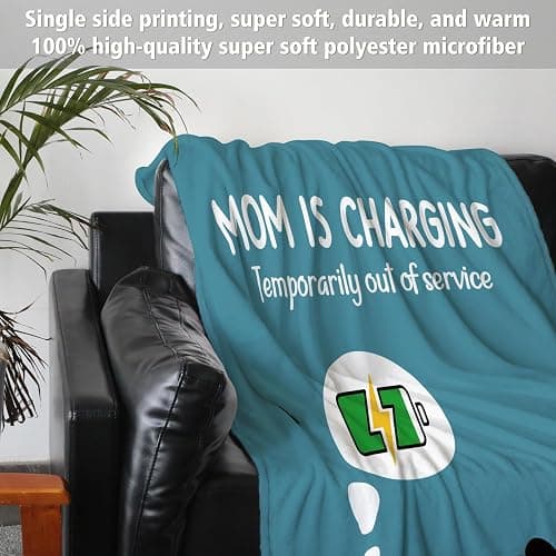 Craftique Funny Christmas Birthday Gifts for Mom- Mom is Charging Blanket- New Moms Gifts for Women, Super Soft Blanket Throw for Napping Travel, 80”×60” thumbnail 8