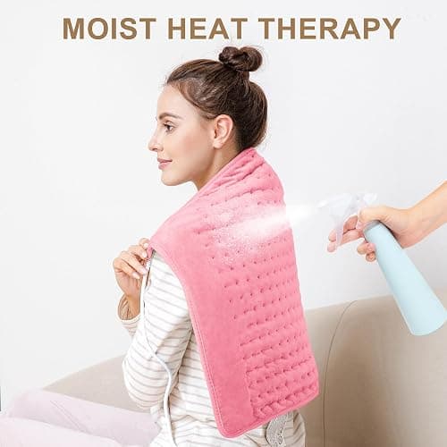 Deepsoon Heating Pad,Electric Heating Pads for Back,Neck,Moist Heating Pad for Abdomen Shoulder Knee Legs,Dry/Moist Heat&Auto Shut Off,Fathers Day Dad Gifts for Men Birthday,BabyPink,24x20 Inch thumbnail 4