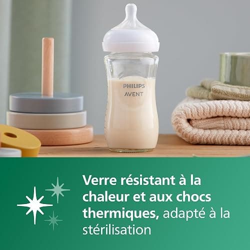 Philips Avent Natural Response - Biberons en verre 240 ml (8 oz) avec tétines à débit moyen (Débit 3), lot de 2, SCY933/02 thumbnail 8