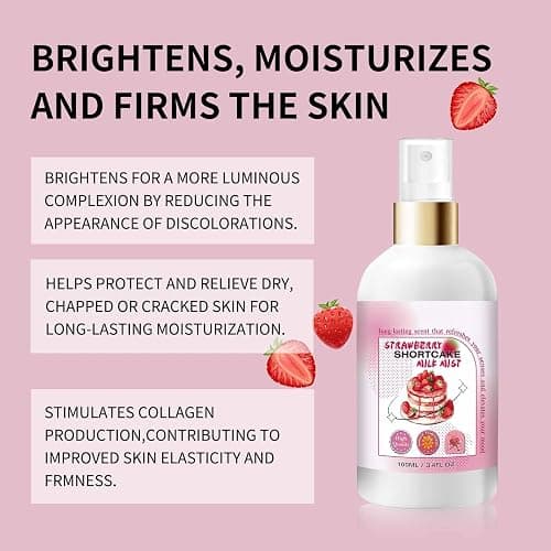 Strawberry Shortcake Body Mist – Hydrating Milk Spray with Sweet Fruity Scent, Lightweight & Refreshing Fine Mist for Daily Moisture and Skin Comfort – 100ml (1PC, Strawberry Shortcake) thumbnail 2