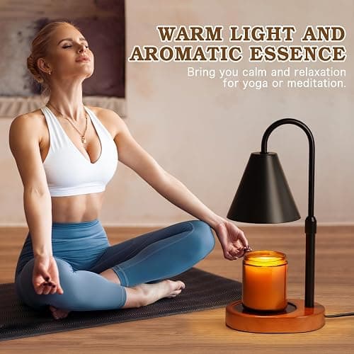 Candle Warmer Lamp With Timer Dimmable, Christmas Birthday Gifts for Women Mom, Modern Candle Lamp, Black Candle Warmer for Jar Scented Candles, Home Decor, Vintage Wax Melt Warmer with 2 Bulbs thumbnail 6