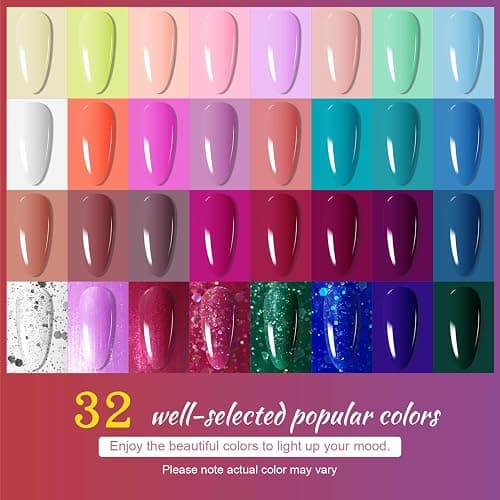 JODSONE Gel Nail Polish Kit with U V Light 32 Colors Gel Polish Set Soak Off Nail Kit Nail Art Salon or Home DIY Manicure Tools Gifts for Women thumbnail 2