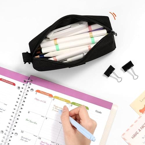SUNEE Kleines Federmäppchen, Robustes 900D Oxford Mäppchen mit Metallreißverschluss & Clip, Kompakte Aufbewahrung für Schule, Büro & Reise, Schwarz thumbnail 2