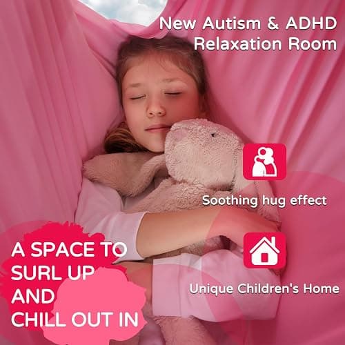 WUBOTIYU Sensory Swing for Kids Indoor & Outdoor Double Layer Therapy Cuddle Hammock Chair with 360° Swivel Hanger Kit Adjustable Child and Adult Aspergers Autism ADHD (Pink) (WUBOTIYU010) thumbnail 5