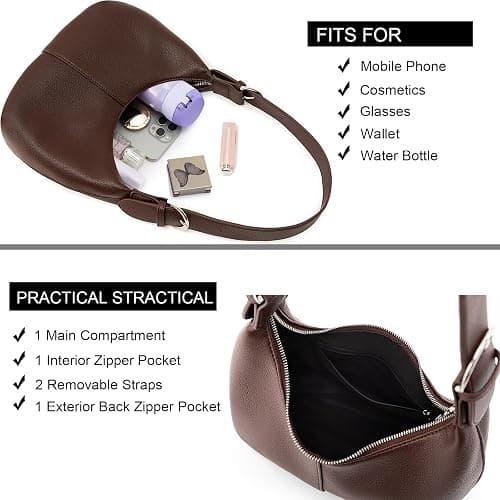 NIUEIMEE ZHOU Hobo Bags for Women Soft Vegan Leather Crescent Shoulder Handbag Slouchy Tote Crossbody Purses thumbnail 5