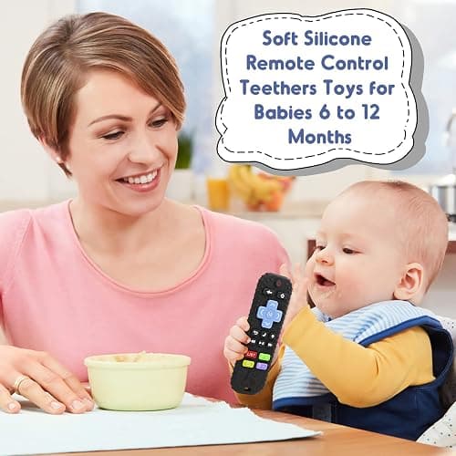 Soulagement des Dentition Jouet pour Bébés 3-6 12 Mois Cadeaux, Télécommande en Jouets de Bain en Silicone pour 3 6 9 Mois Autiste, Sensoriels de Qualité Alimentaire, Noir thumbnail 7