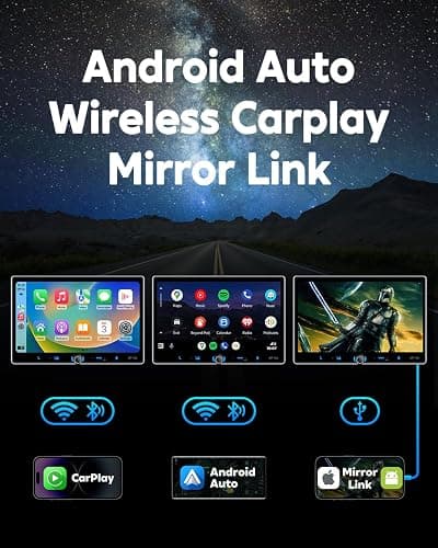 PLZ Single Din Car Stereo Wireless Apple Carplay Android Auto Radio, 10.1" Car Play Touch Screen, Bluetooth 5.3 Car Audio Receiver, 4.2 Channel 240W, Subwoofers, Backup Camera, Navigation, FM/AM, SWC thumbnail 2