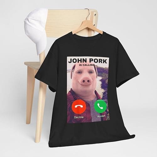 John Pork Funny Answer Call Phone T-Shirt, Brainrot T-Shirt thumbnail 8