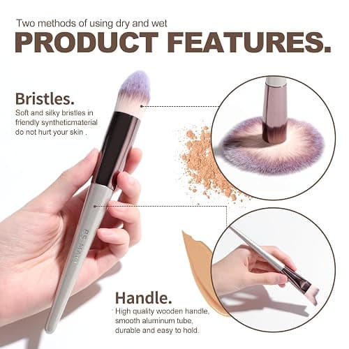 BS-MALL Makeup Brush Set 18 Pcs Premium Synthetic Foundation Powder Concealers Eye shadows Blush Makeup Brushes with black case thumbnail 5