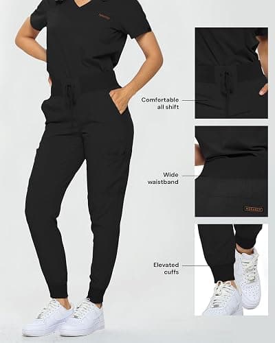 Monarch Uniforms Slim Fit Stretchy Scrubs Women's Jogger Scrub Set Slim Jogger Scrubs with Tuck-In Top for Women thumbnail 5