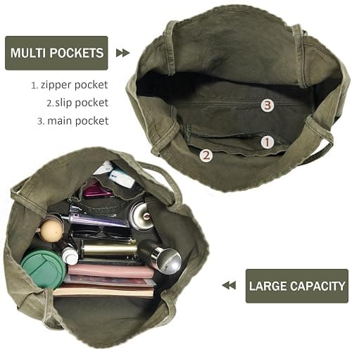YAVCOOL Canvas Tote Bag for Women Large Hobo Shoulder Bag for Work Travel Casual Message Bag Tote Purse handbags thumbnail 5