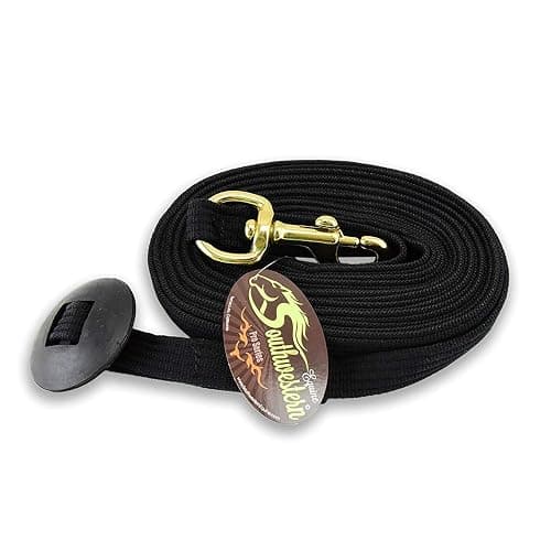 Southwestern Equine Lunge Line for Horses Cotton Horse Lunge Line with Bolt Snap & Rubber Stop (Black, 24') thumbnail 4