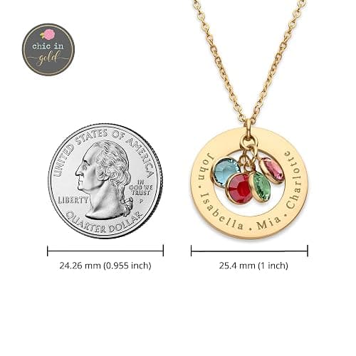 Birthstone Necklace for Mom 1 to 5 Kids Names and Birth Month Stones, Custom Family Jewelry for Women, Personalized Birthday Day, Mother's Day Gift for Wife Girlfriend, Grandma, 18k Gold Plated thumbnail 5