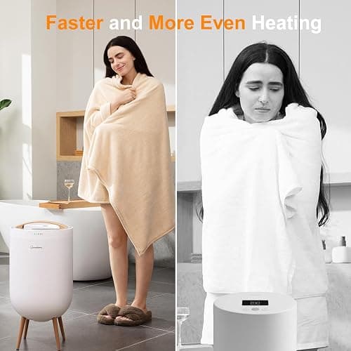 GAMOHOME Towel Warmer Luxury Heated Bucket – Bluetooth Speaker, Ambient Light & Auto Shut Off – Fits Two 40"x70" Towels, Bathrobes, Blankets – Great Gift Idea thumbnail 6