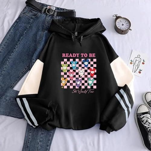 YJYP Color Block Hoodie Sweater Tzuyu Momo Sana World Tour Sweatshirt thumbnail 2