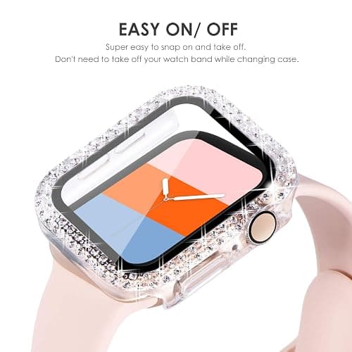 KADES Compatible for Bling Apple Watch Protective Case with Built-in Screen Protector for Apple Watch 41mm Series 9 Series 8 Series 7 (41mm, Clear) - Clear - 41mm (Series 9/8/7) thumbnail 5