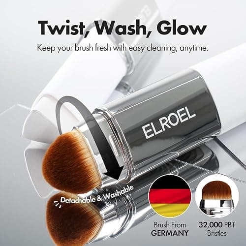 ELROEL Blanc Cover Cream Stick V White - Korean Color-Changing Foundation Stick with Volufiline - Medium to Full Coverage Dewy Finish Base Makeup - Dual-Ended with Detachable Brush (200 Fair) thumbnail 6