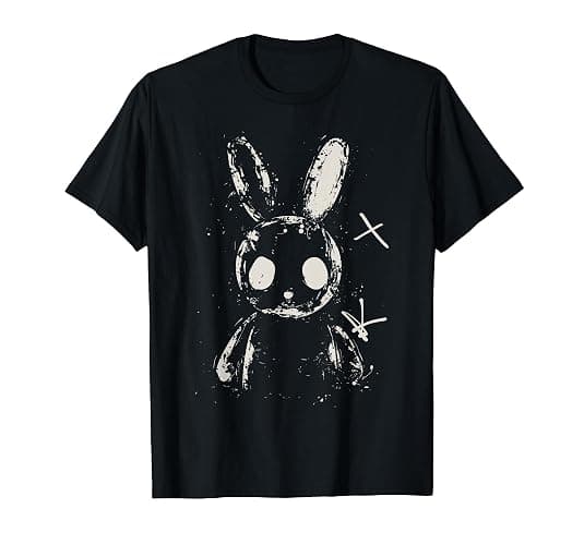 Creepy Cute Bunny Rabbit Alt Goth Grunge Horror Aesthetic T-Shirt, Small - Image 1