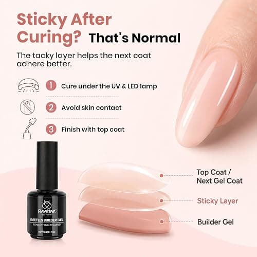 Beetles Builder Gel for Nails, 8 in 1 Natural Nude Translucent Color | for Thickening, Strengthening and Building Instant Apex,Beginner-Friendly DIY Salon at Home, UV & LED Lamp Cured Needed thumbnail 7