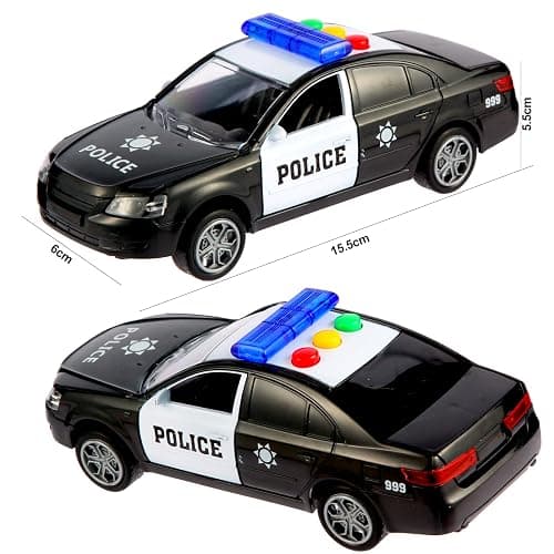 Cemirk Police Car Toy with Lights and Sounds, Friction Powered Cars for Kids, Durable 1:36 Scale Toy Car for Boys and Girls, No Battery Required thumbnail 3