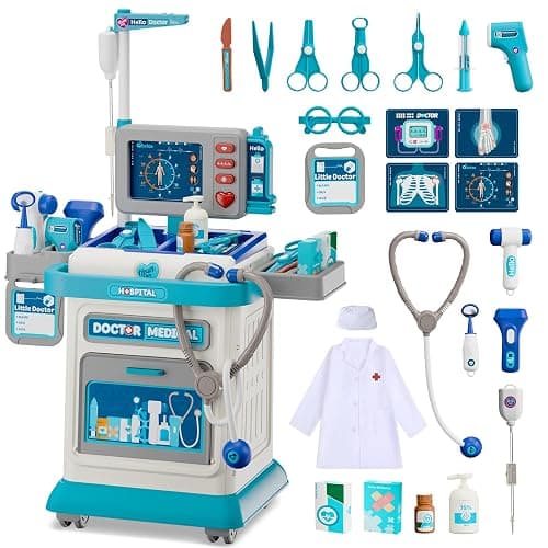 AuroTops Doctor Kit for Toddlers 3-5, 26 Pcs Kids Doctors Play Set | Gifts for 3 Year Old Boys Role Play Toy Medical Cart Doctor Toys Educational Toys for Boys & Girls Birthday Gifts Ages 3-8 - Image 1