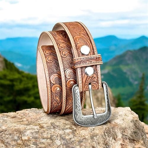 DANIEL'S ARTPLANET Women’s Western Leather Belt Cowgirl Belt For Jeans Pants Dresses Engraved Tooled Ladies Western Belt thumbnail 5