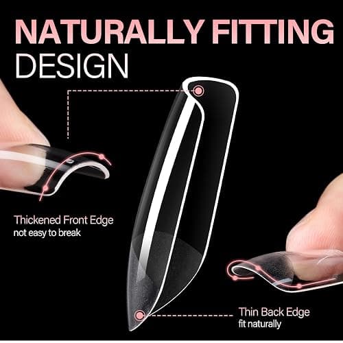 AILLSA Short Square Nail Tips Full Cover Clear Gelly Tips Half Matte Acrylic Tips Pre-Filed Fake Press on Nail Tips for Extension Home DIY Salon Manicure 216PCS 12 Sizes thumbnail 2