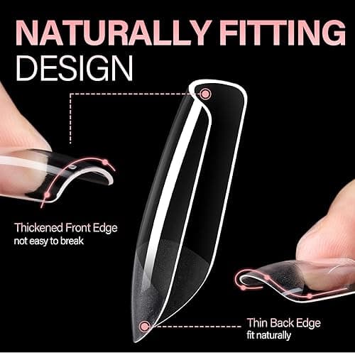 AILLSA Short Square Nail Tips Full Cover Clear Gelly Tips Half Matte Acrylic Tips Pre-Filed Fake Press on Nail Tips for Extension Home DIY Salon Manicure 216PCS 12 Sizes thumbnail 3