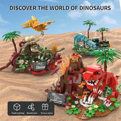 TOY PLAYER Building Blocks Dinosaure World Brachiosaurus Lot de 541 blocs de construction dinosaures pour garçons de 14 ans et plus - Kit de construction de la période volcanique Jura pour adultes thumbnail 6