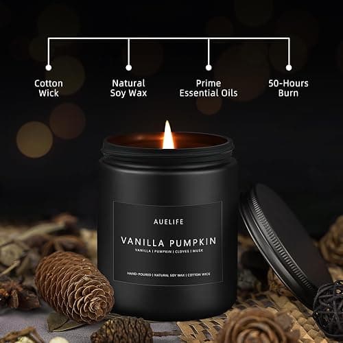 Auelife Fall Candle, Vanilla Pumpkin Scented for Home, Soy Wax | Autumn aromatherapy candle; 50-Hour Burn; Fall home decor; Holiday gift for women men thumbnail 4