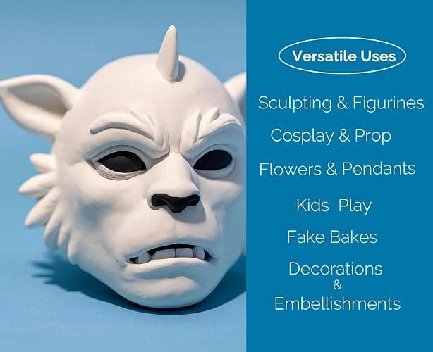 BOHS Foam Clay Pro, White Air Dry Modeling Clay, 3 lb Bucket | Fine texture; low shrinkage; crack-free; stain-free hands; EVA and polystyrene foam details; cosplay props and figurines thumbnail 6