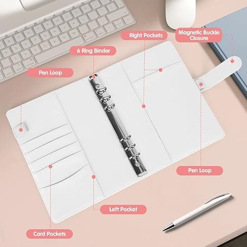 Antner A5 Kpop Photocard Binder 6-Ring Card Collector Album with 40 Pack Card Sleeves, PU Leather Photocard Holder Book with Multi-Size Photo Protectors for Organizing Trading Cards, White A5 Binder thumbnail 6